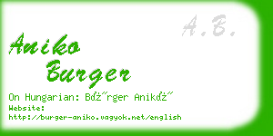 aniko burger business card