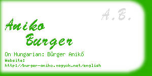aniko burger business card